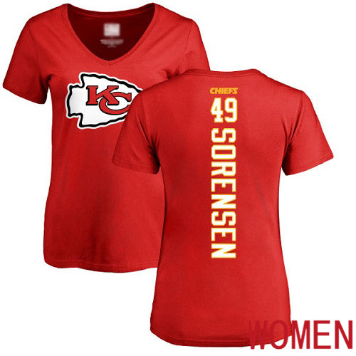 Women Kansas City Chiefs #49 Sorensen Daniel Red Backer NFL T Shirt